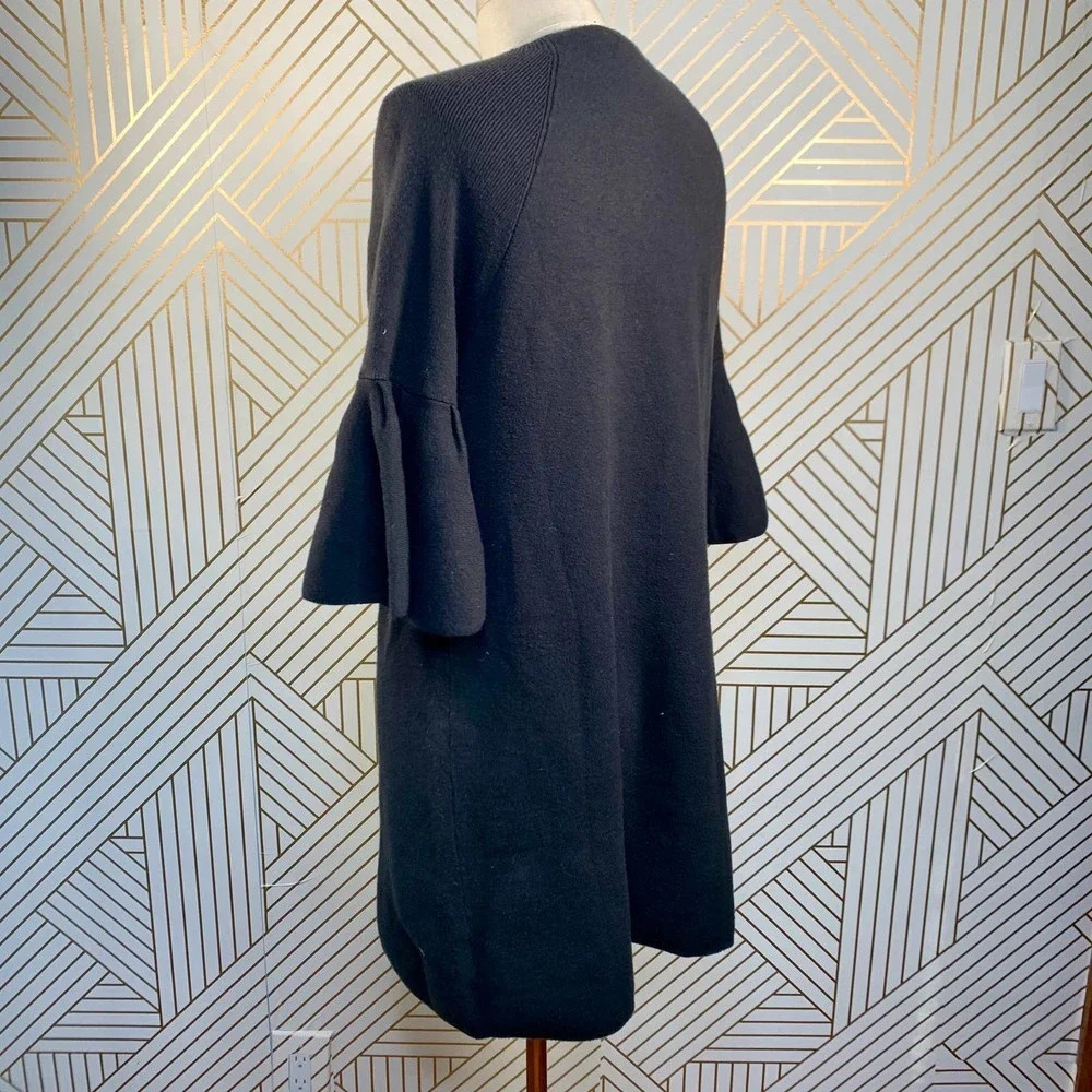 Anthropologie Moth Chester Sweater Tunic Dress Bell Sleeve Black Size‎ Small - Picture 6 of 9